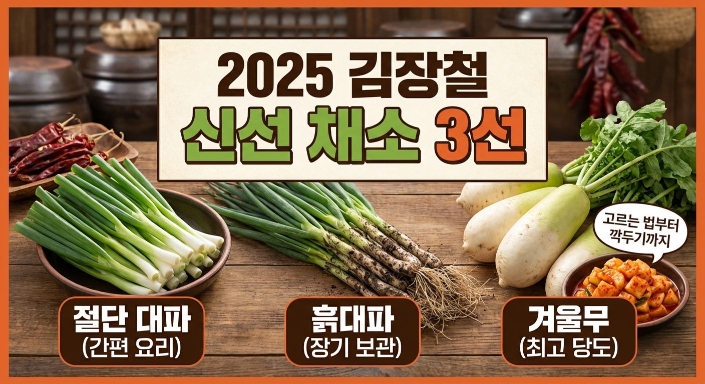 2025 김장철 신선 채소 3선 - 대파·흙대파·겨울무, 고르는 법부터 깍두기까지