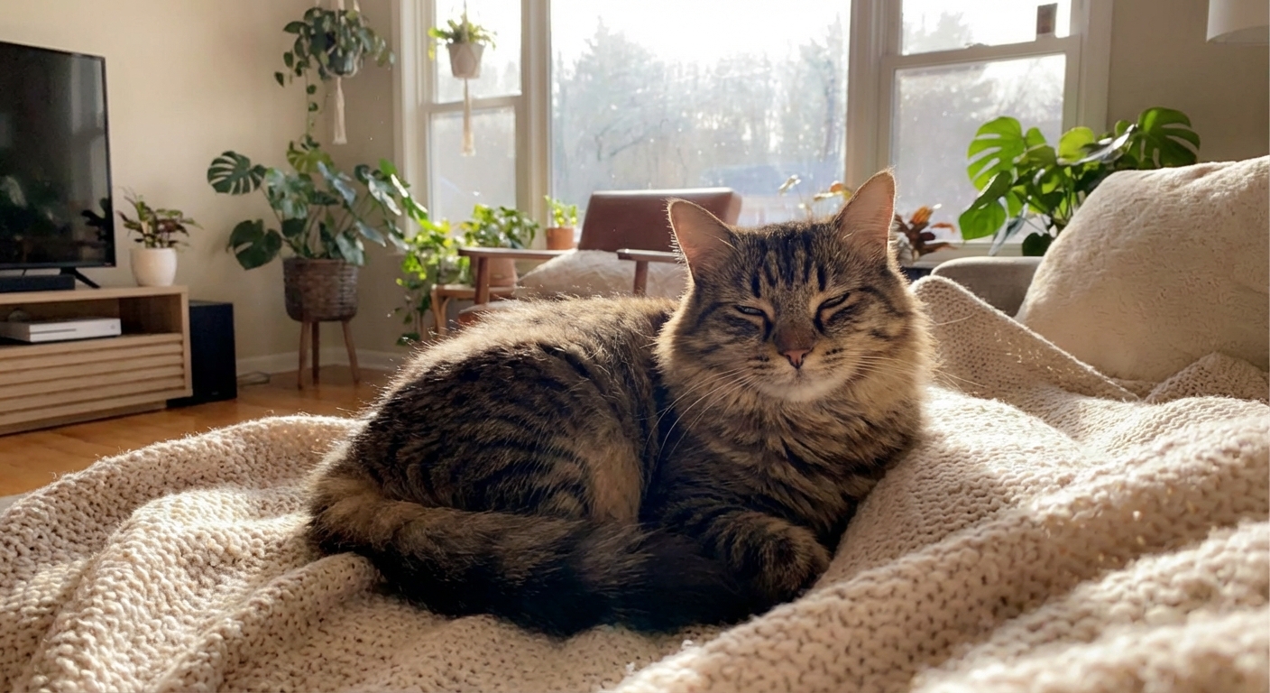 느린 눈 깜빡임을 하는 고양이