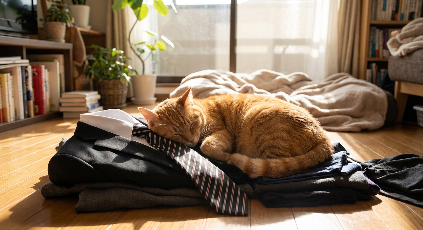 집사 옷 위에서 자는 고양이