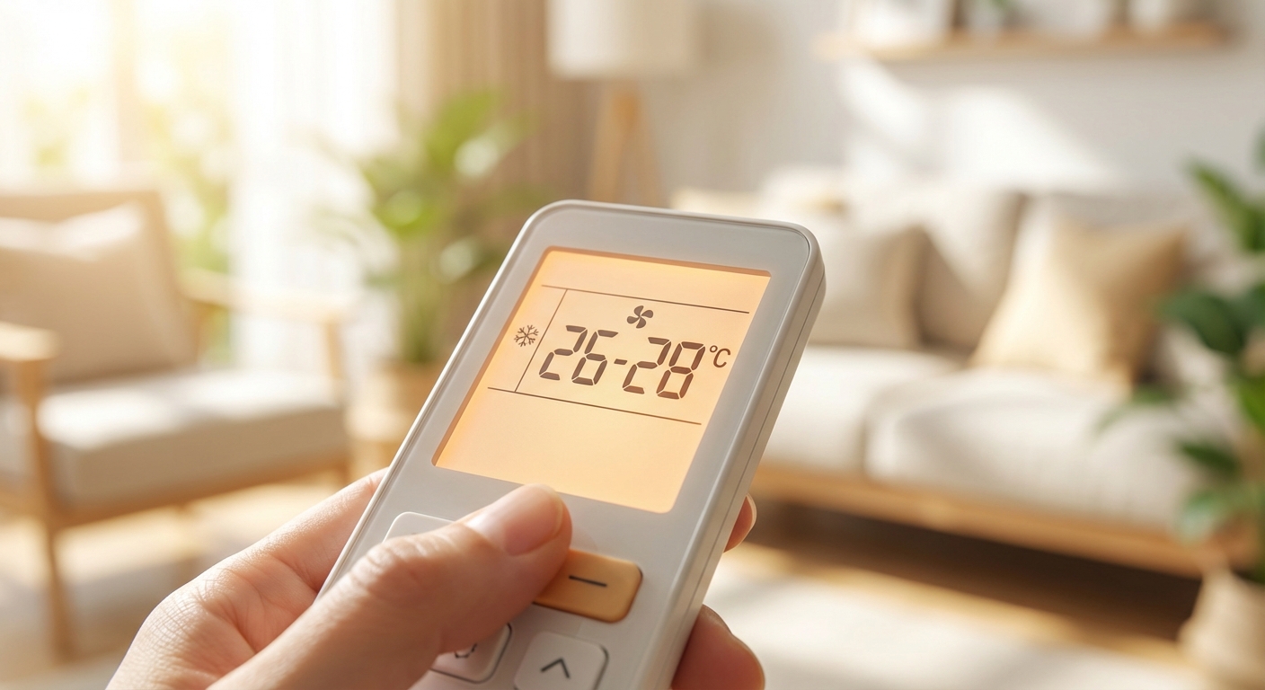 에어컨 리모컨 온도 설정 26~28도 표시 화면