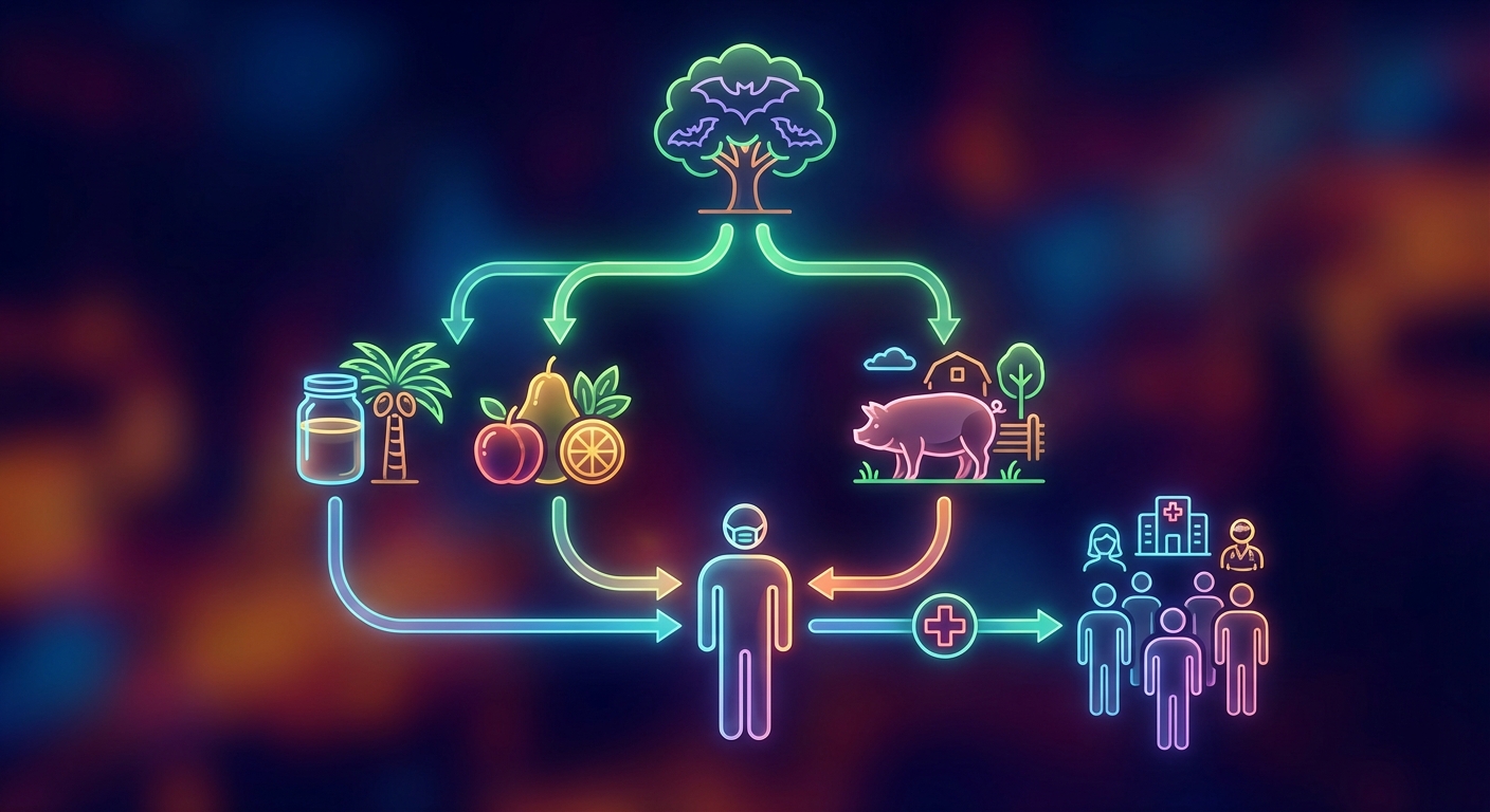 니파 바이러스 전파 경로 인포그래픽