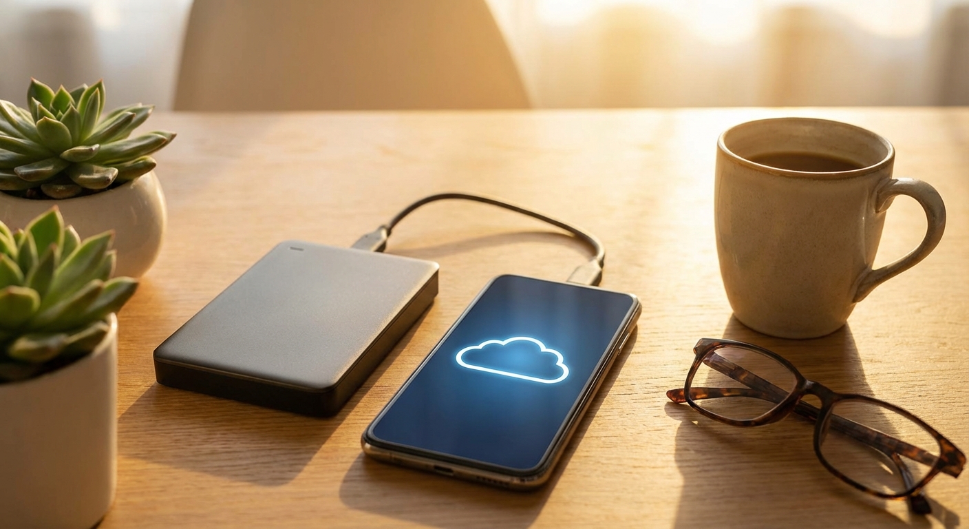 외장하드와 클라우드 스토리지 아이콘