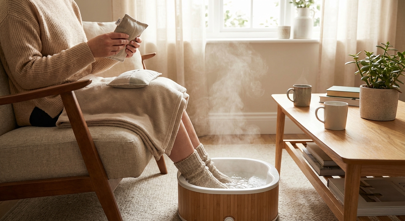 핫팩과 족욕기 사용 장면