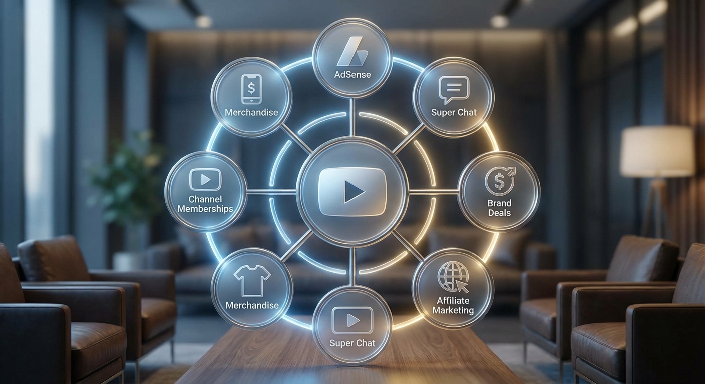 유튜브 수익 다각화 전략 다이어그램