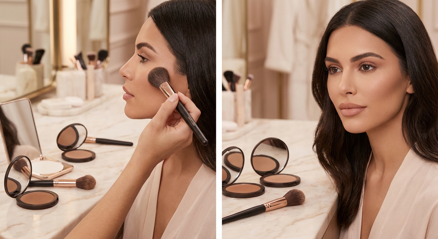 파우더 쉐딩 발림 과정 및 마무리 모습