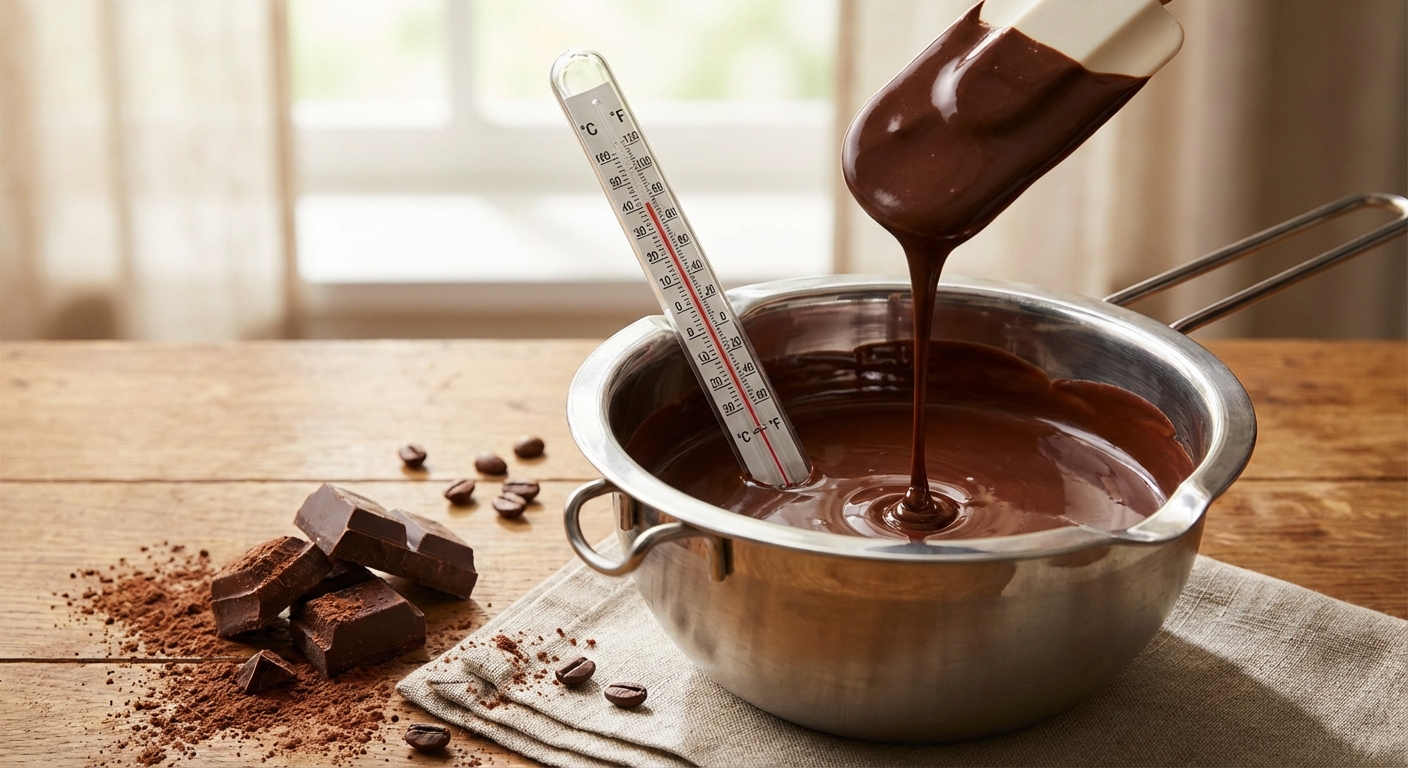 온도계와 함께 녹는 초콜릿