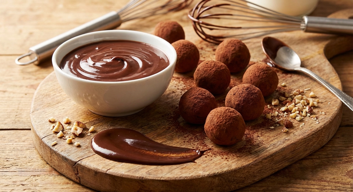 완성된 초콜릿 가나슈와 트러플