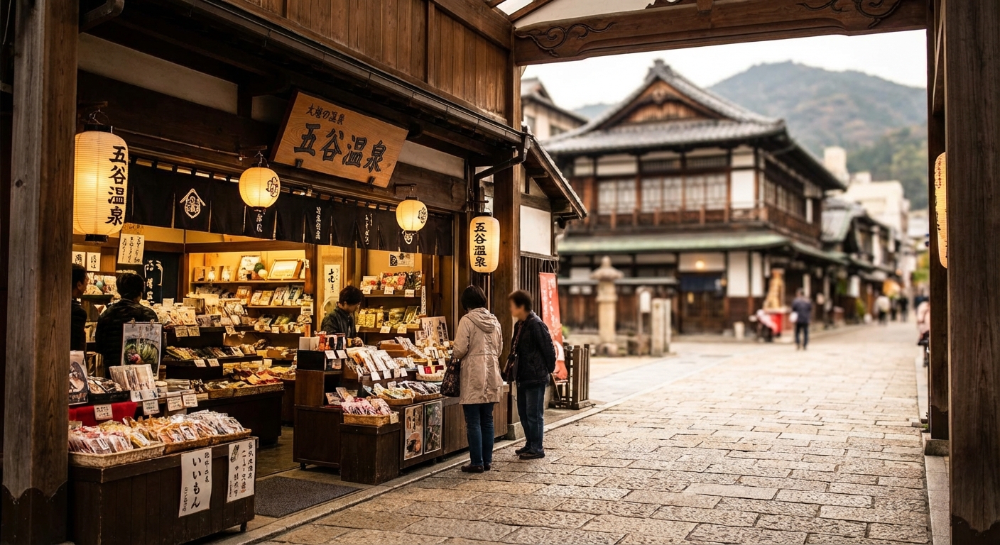 도고 온천 주변 상점가의 기념품 가게