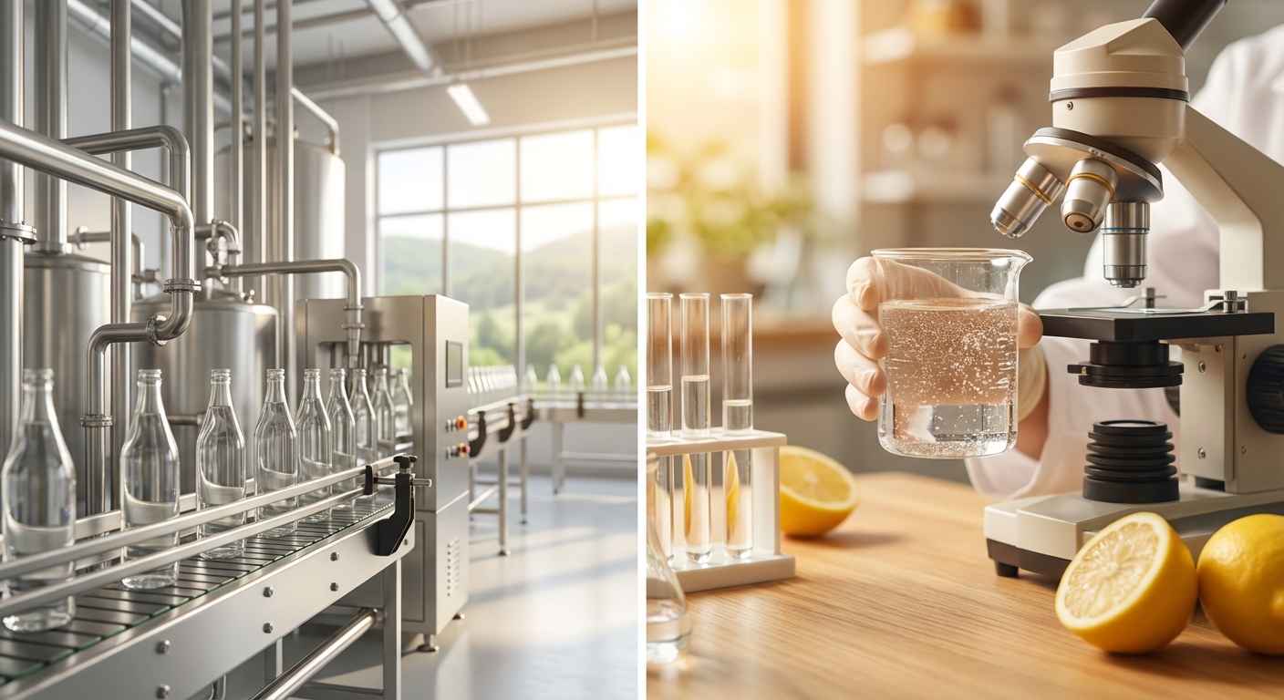 삼다수 생산 공장과 수질 검사 장면