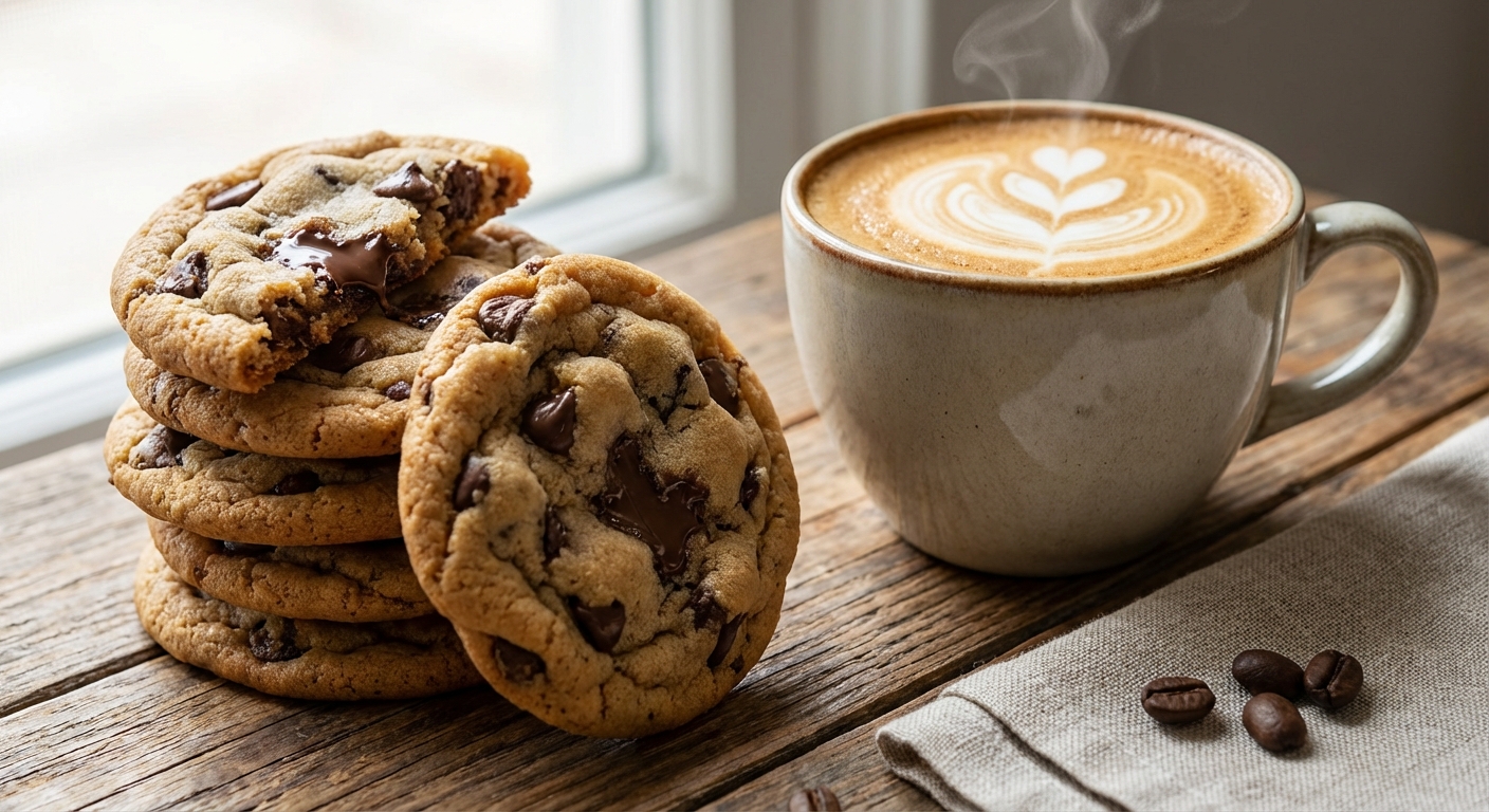 쫀득 쿠키와 커피 조합