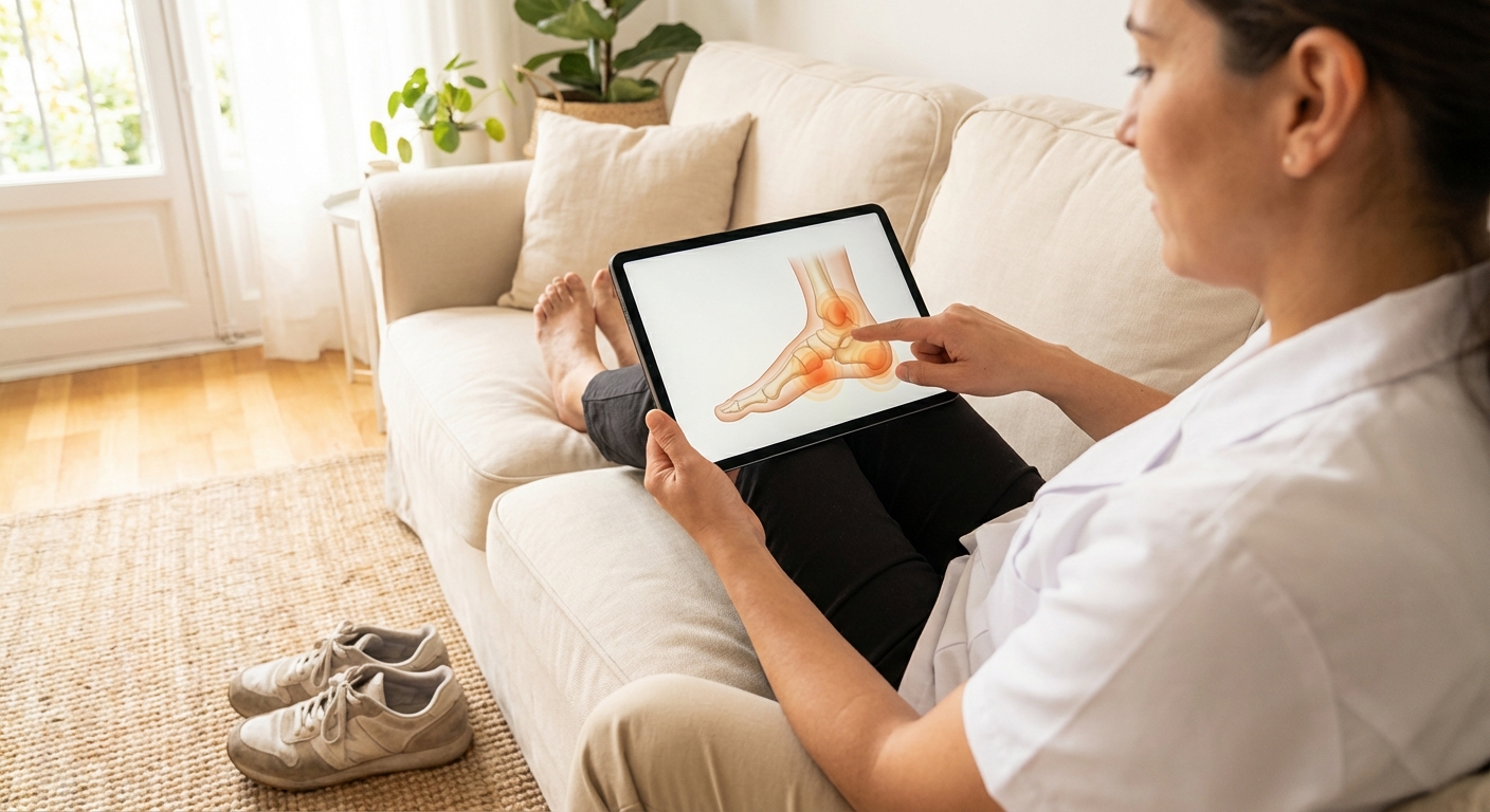 평발로 인한 통증 부위 표시 이미지