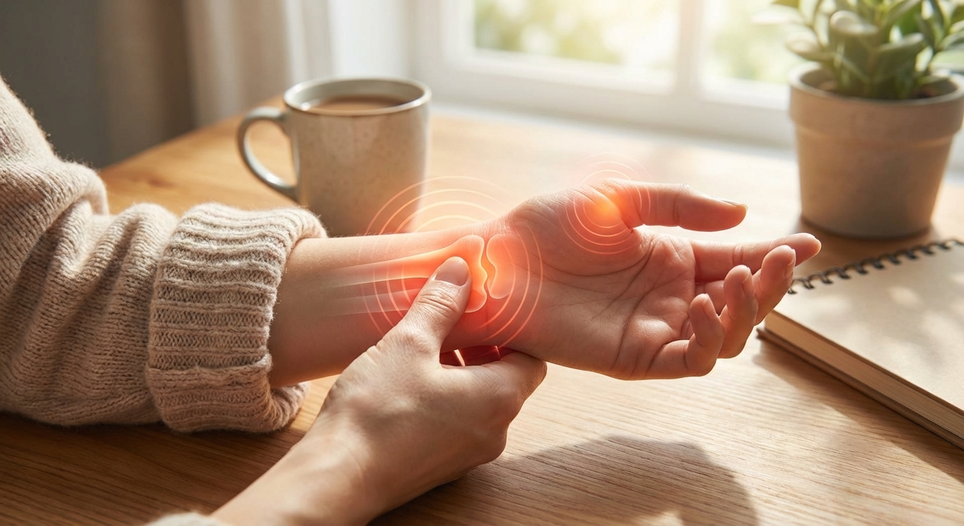 손목 통증 부위 표시 일러스트