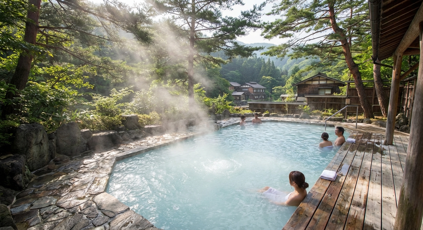 탄산온천 내부 노천탕