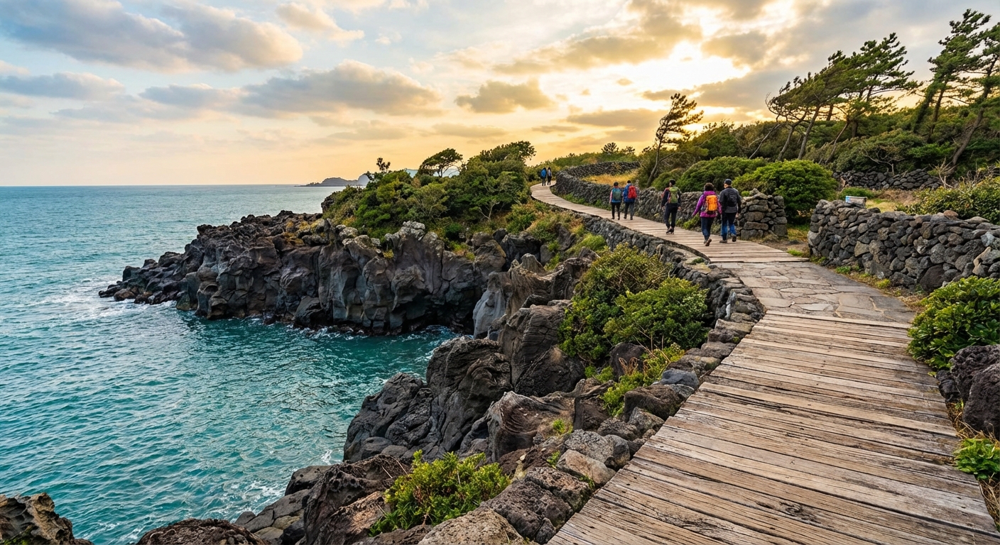 김녕 병풍바위 위 산책로