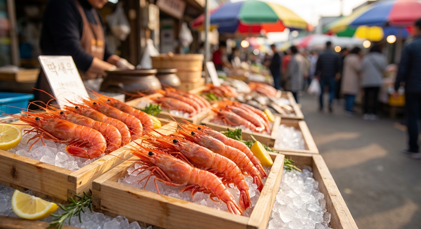 제주 시장 딱새우 판매 모습