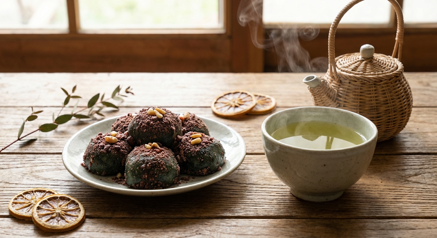 오메기떡과 제주 차 한 잔