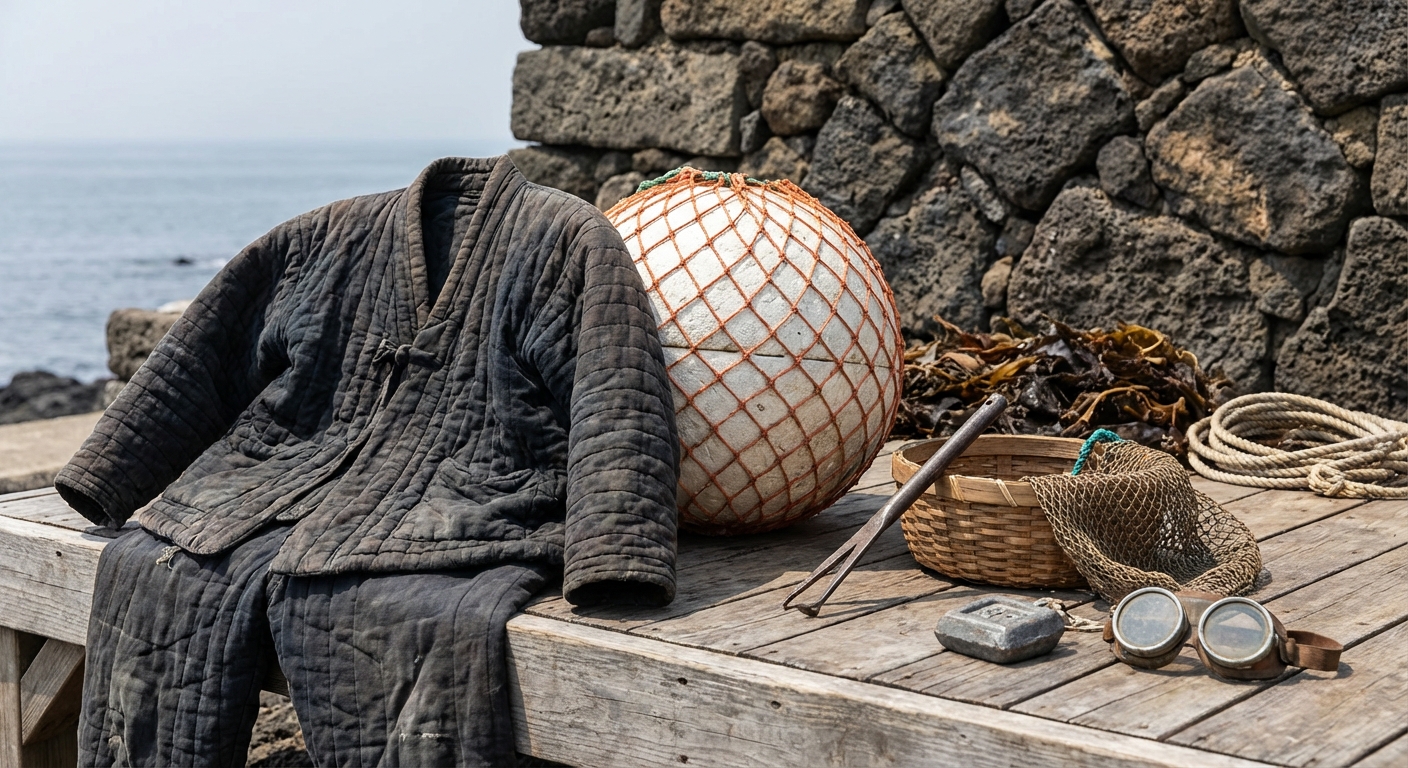 해녀 물옷과 장비 세트