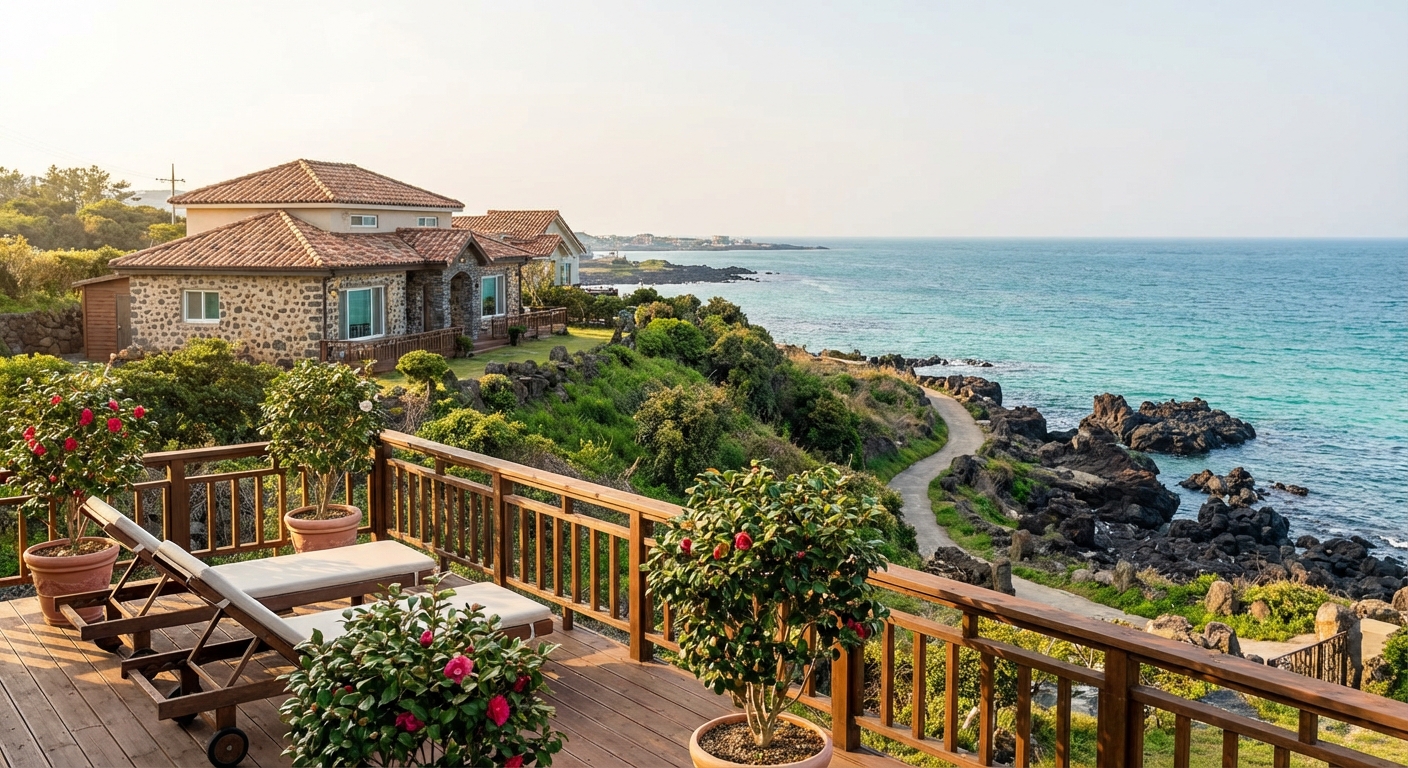 제주 펜션 전경과 오션뷰