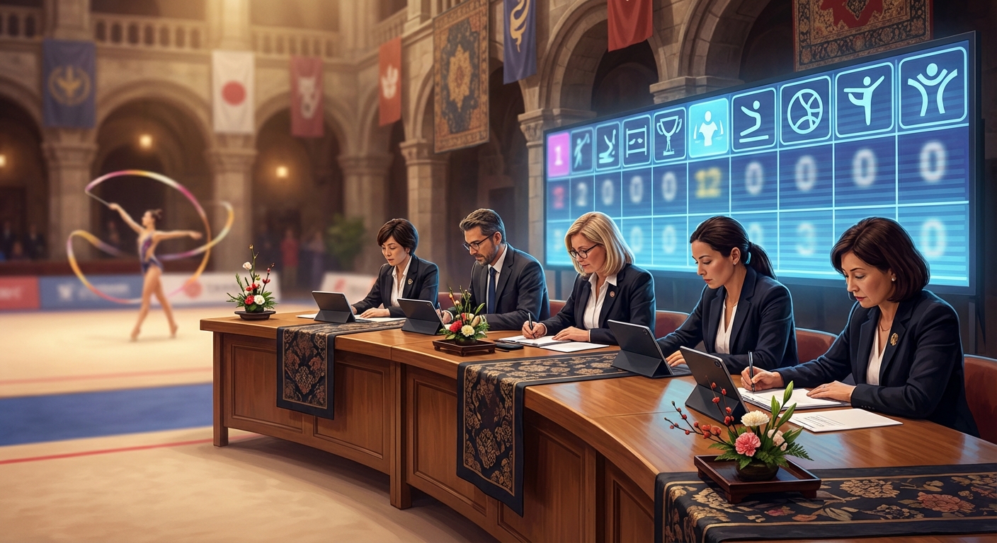 리듬체조 채점판 또는 심판석 모습