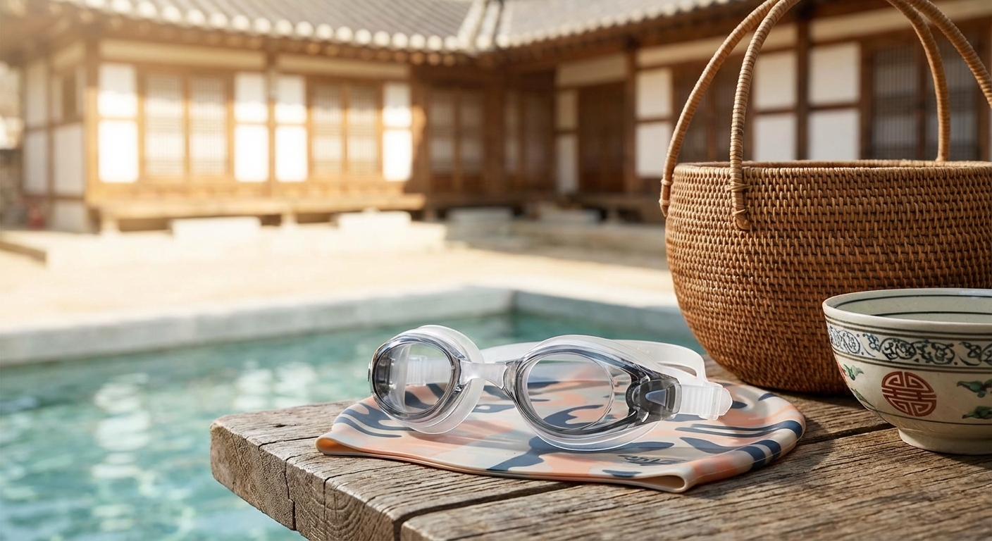 평영 필수 장비 물안경과 수영모