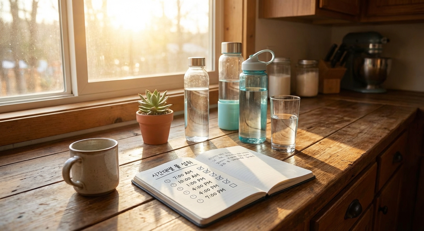 시간대별 물 섭취 체크리스트