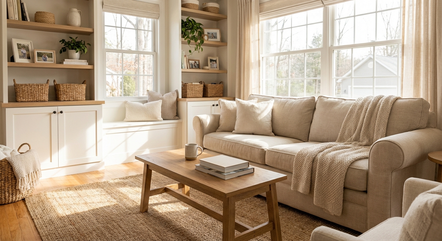 깔끔하게 정리된 거실 인테리어