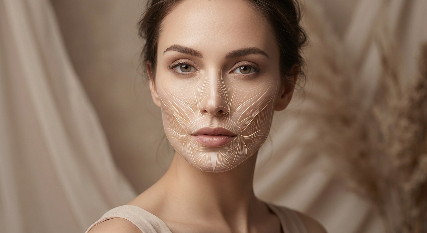 팔자주름 형성 과정과 얼굴 근육 구조 다이어그램