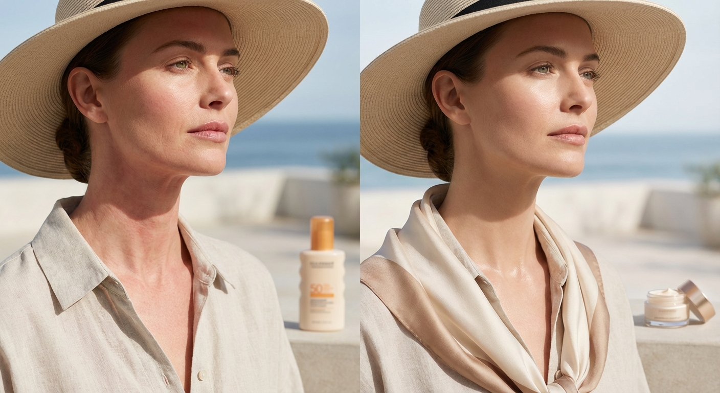 목 자외선 차단제 사용 전후 비교