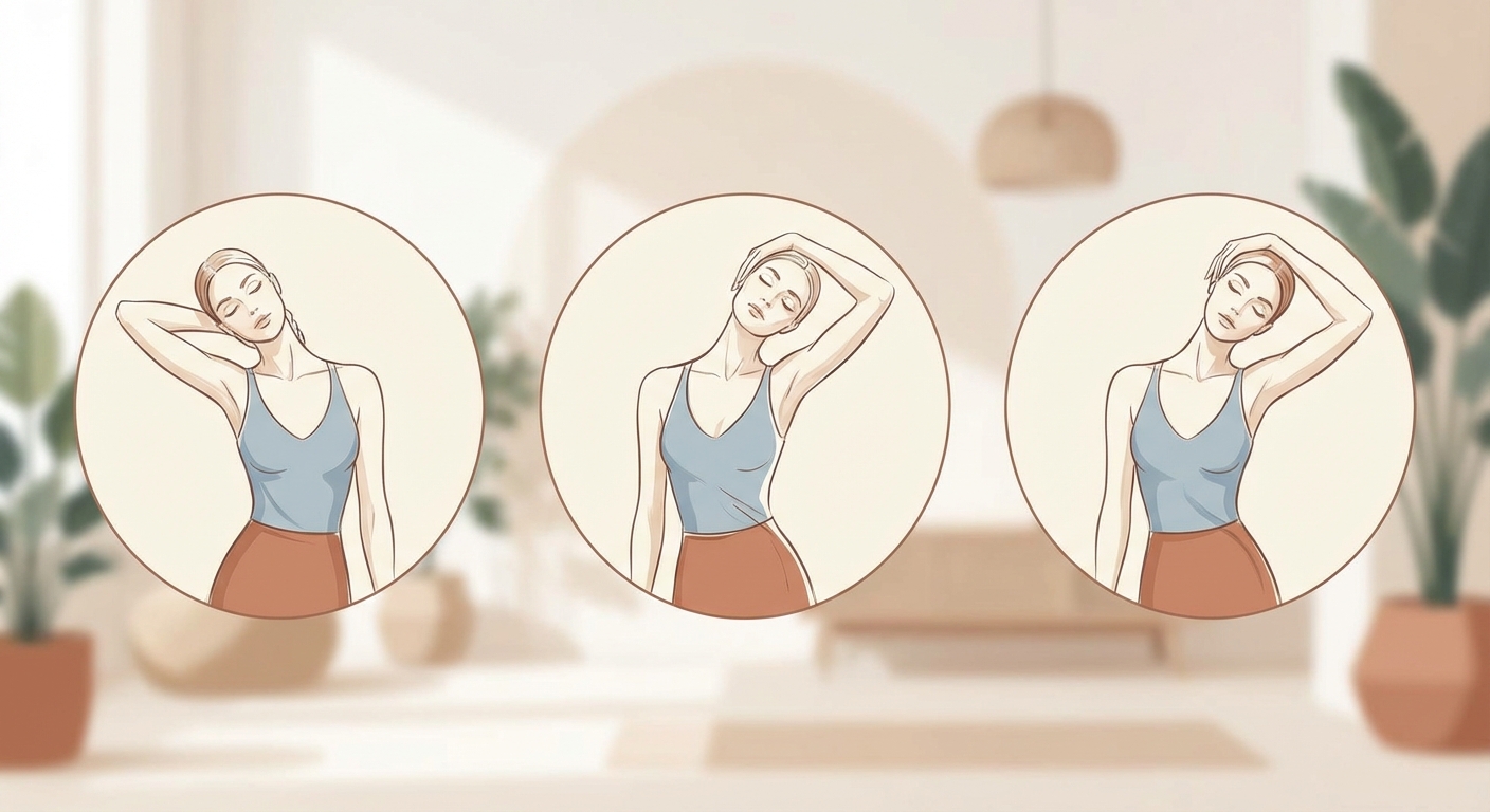 목 스트레칭 동작 가이드 일러스트