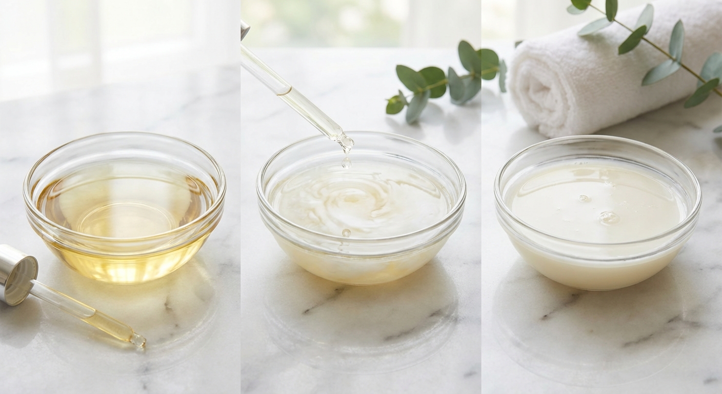 클렌징 오일 유화 단계별 텍스처 변화