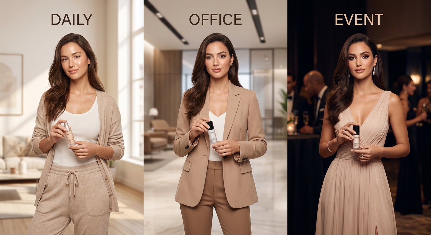 상황별 프라이머 활용 전신샷 - 데일리/오피스/행사 메이크업 비교