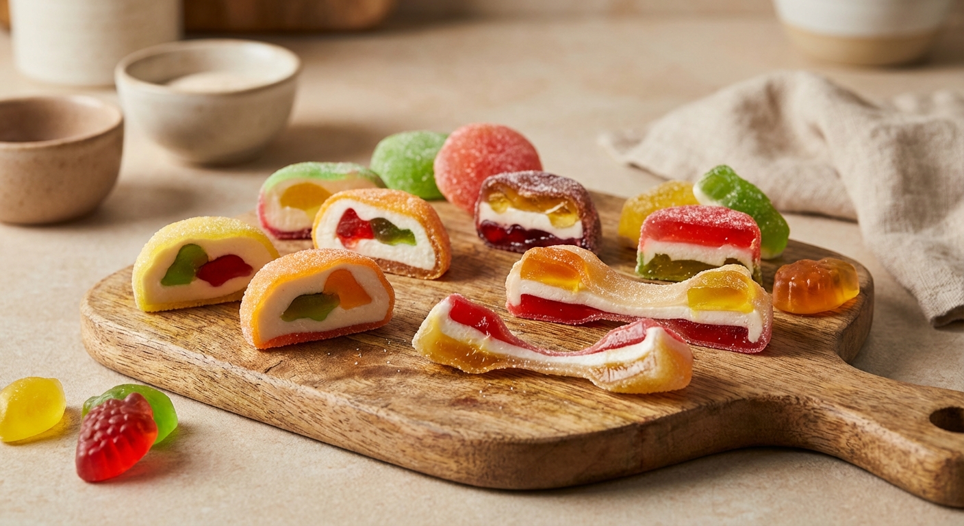 트롤리 젤리 단면 및 식감 비교