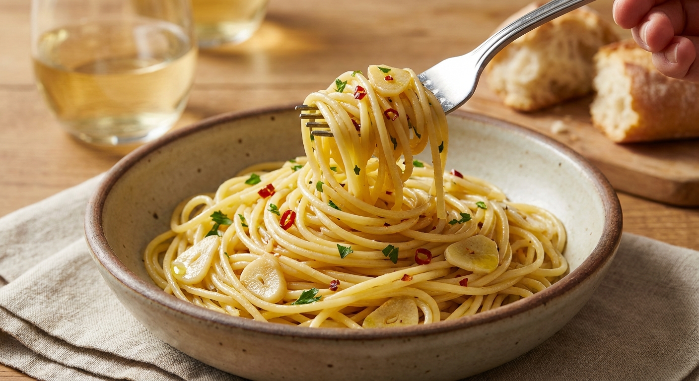 포크에 감긴 알리오올리오