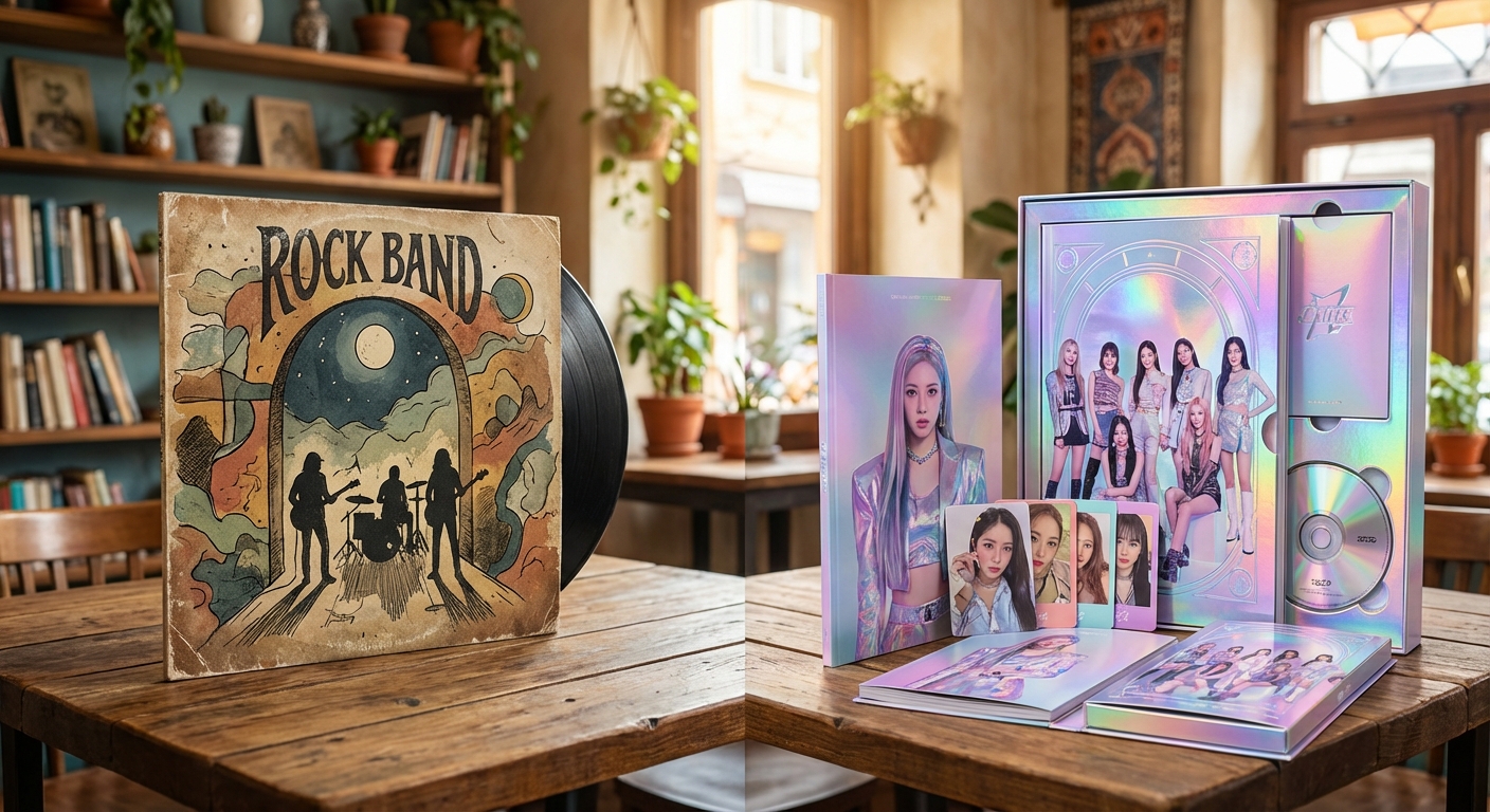 밴드 앨범 커버와 아이돌 앨범 패키지 비교