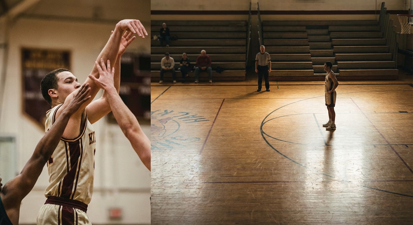 슈팅 파울 순간과 자유투 라인 모습