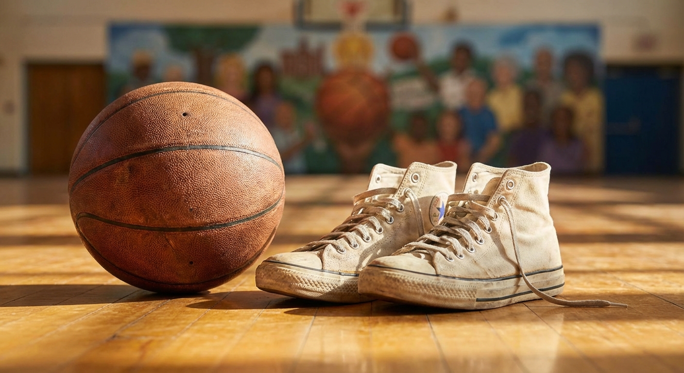 농구공과 농구화 클로즈업