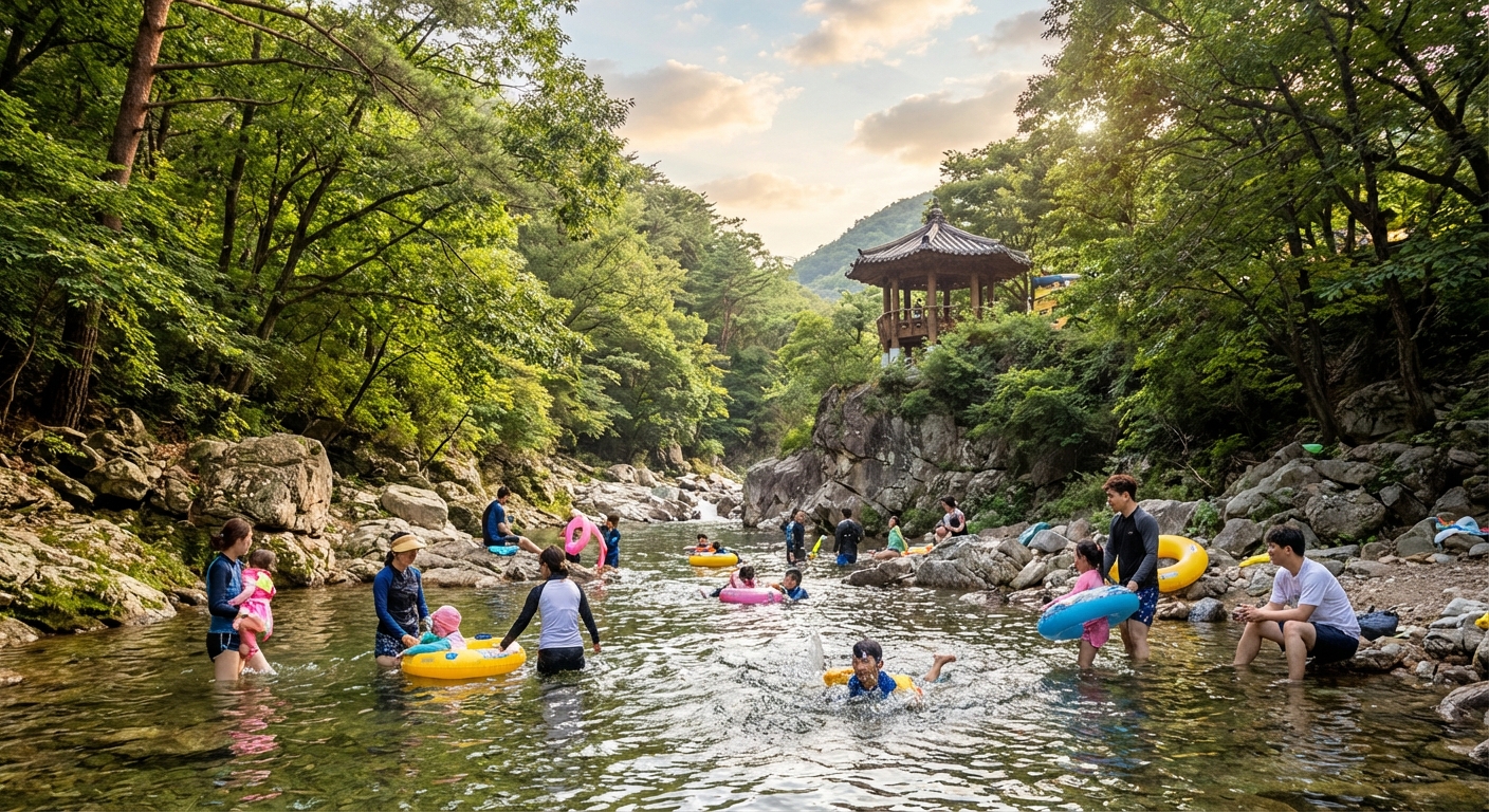계곡 물놀이 모습