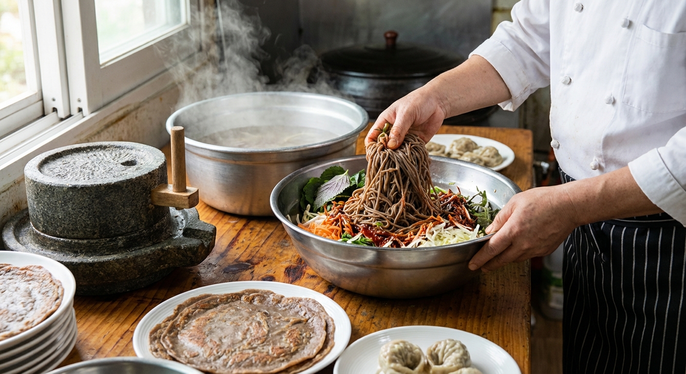 메밀 요리 현장 사진