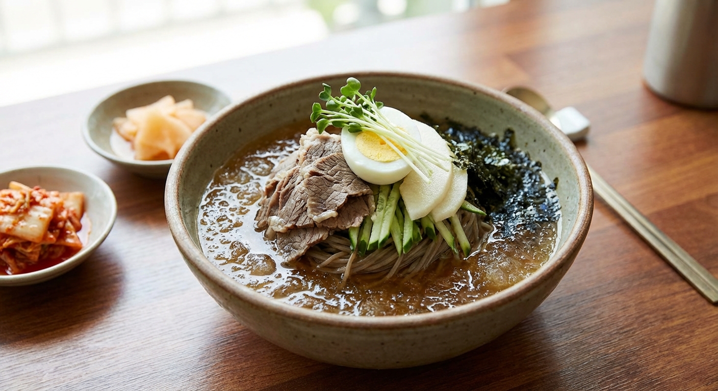 다양한 고명이 올라간 냉모밀 응용 버전