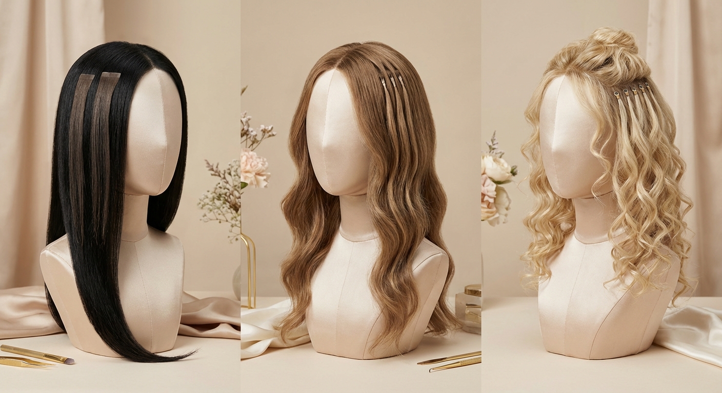 붙임머리 방식별 비교 도표