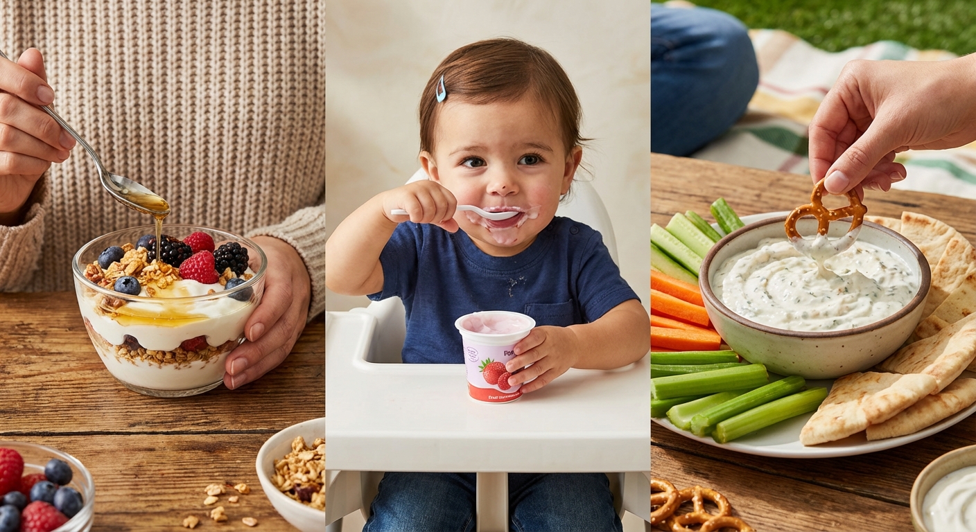 다양한 상황에서 요구르트를 즐기는 모습