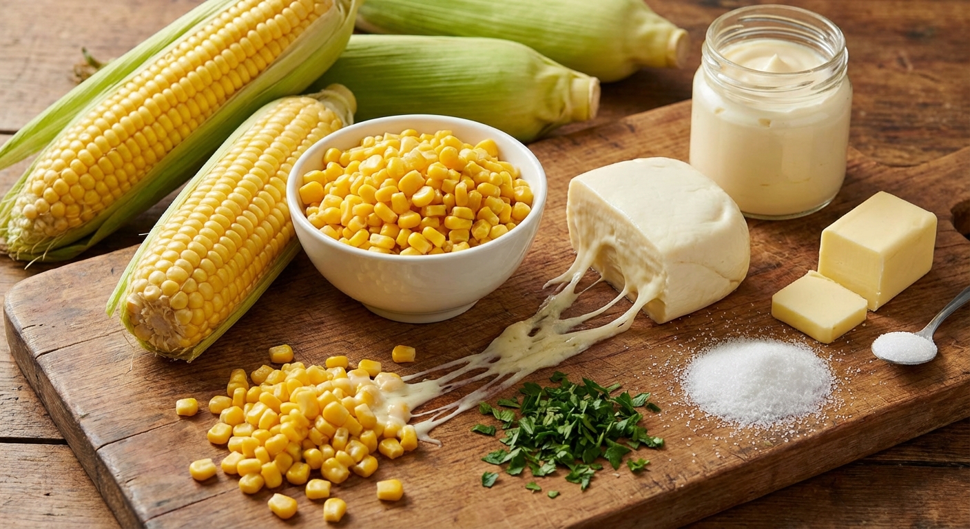 콘치즈 재료 모음