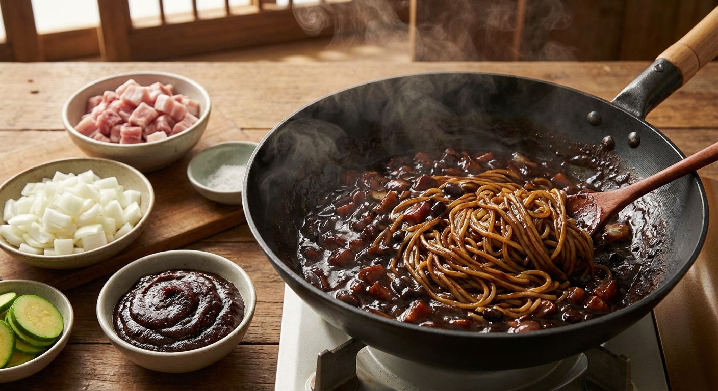 중국 짜장미엔 조리 과정