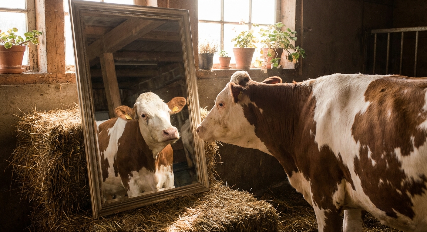 거울 앞에서 반응하는 소