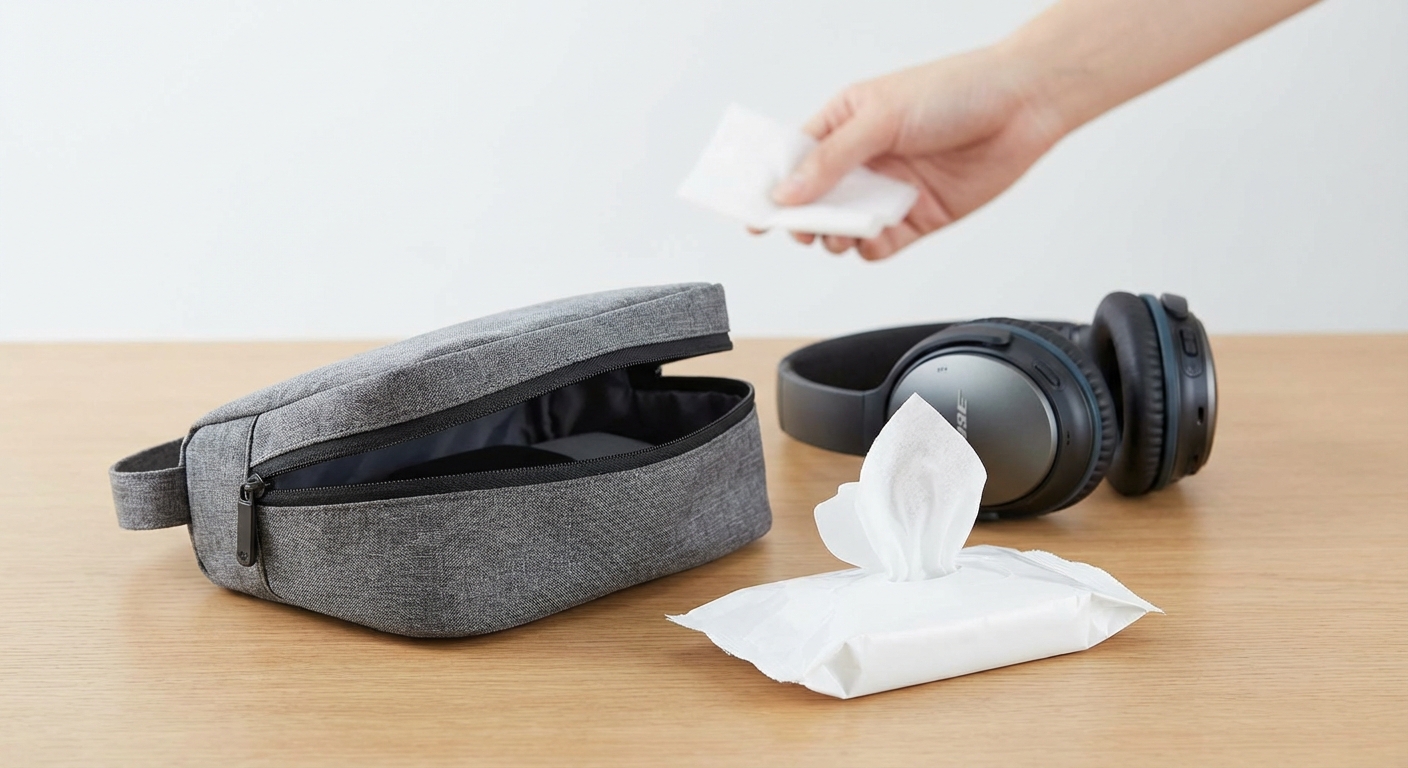 헤드셋 전용 파우치 및 소독 티슈