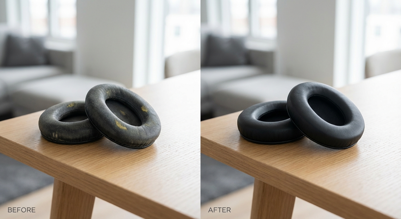 세탁 전후 이어패드 색상 비교 사진