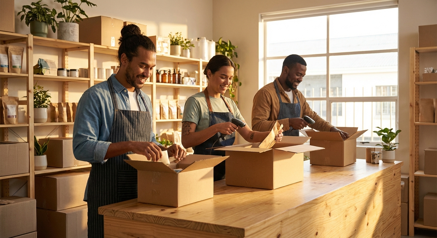 입고 작업 중인 직원들