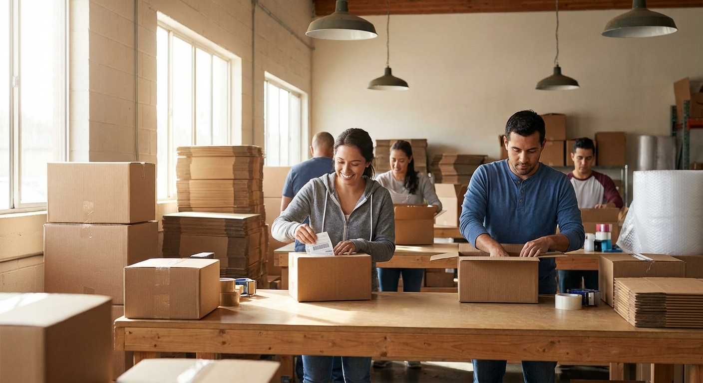 출고 포장 작업 현장