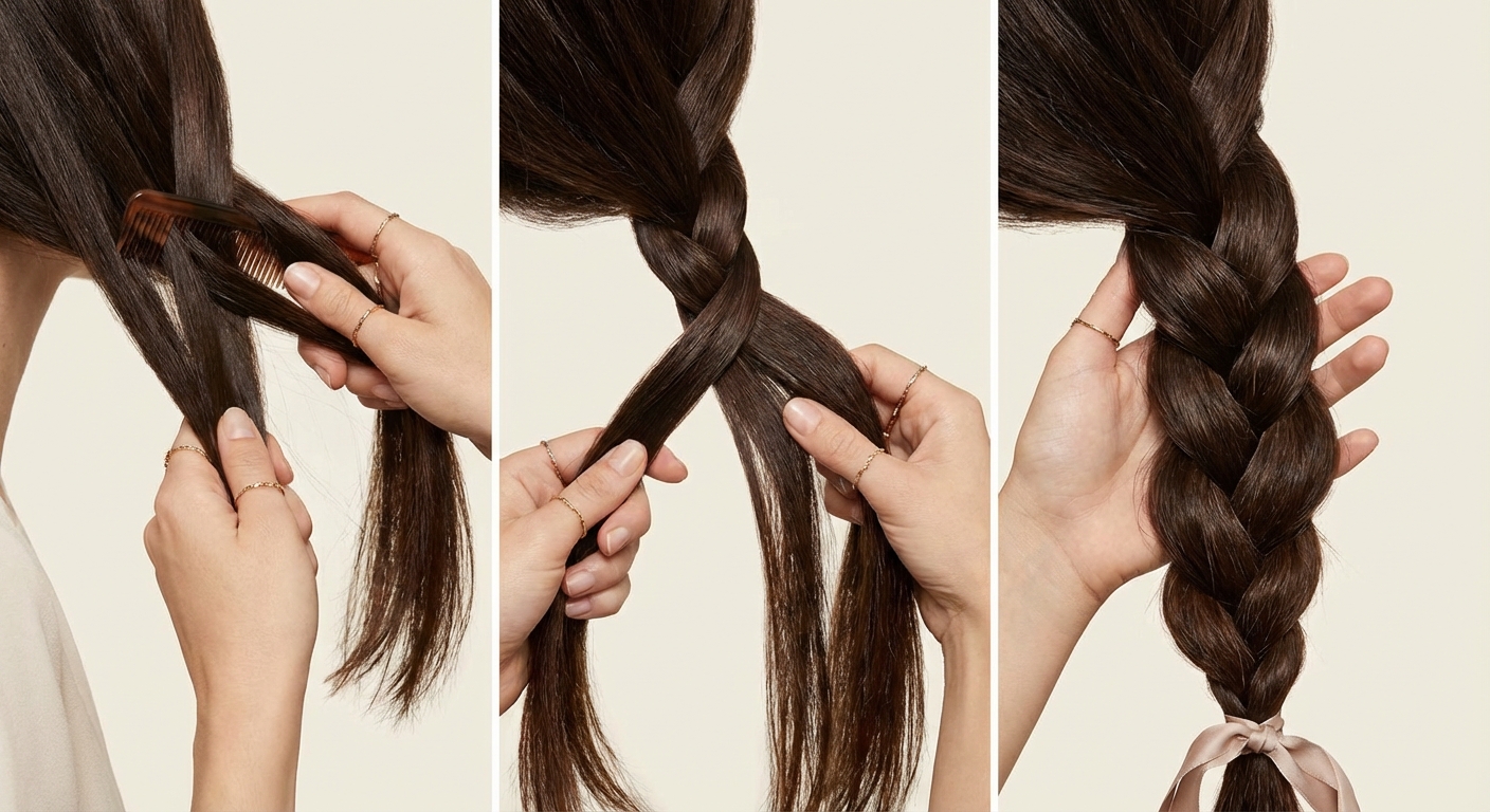 세 가닥 땋기 단계별 과정