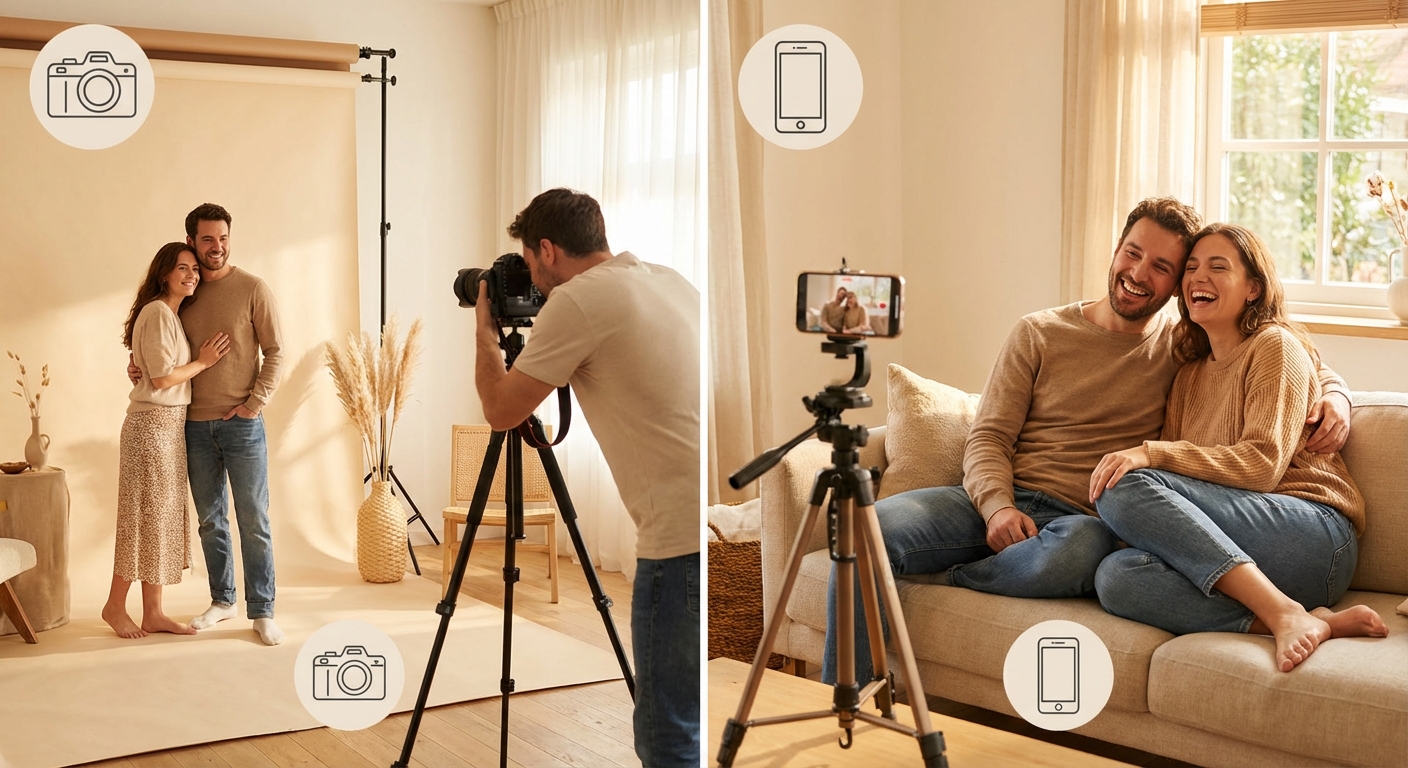 사진관 촬영 vs 셀프 촬영 비교